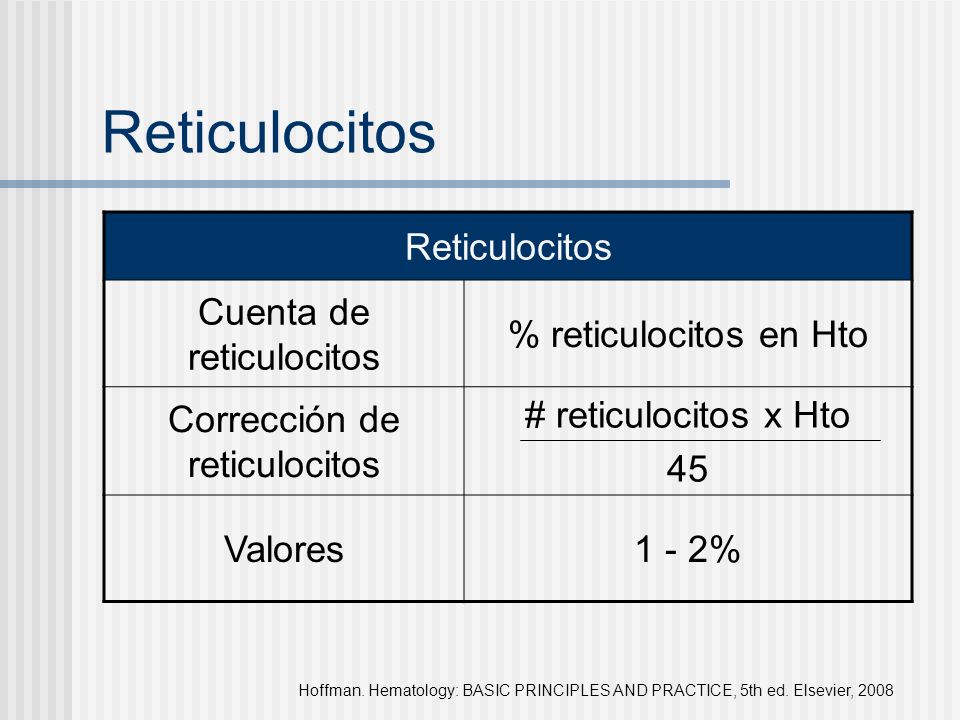 cuenta corregida de reticulocitos valores normales